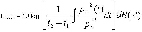 Formula matematica: Livello continuo equivalente di pressione sonora ponderata "A"